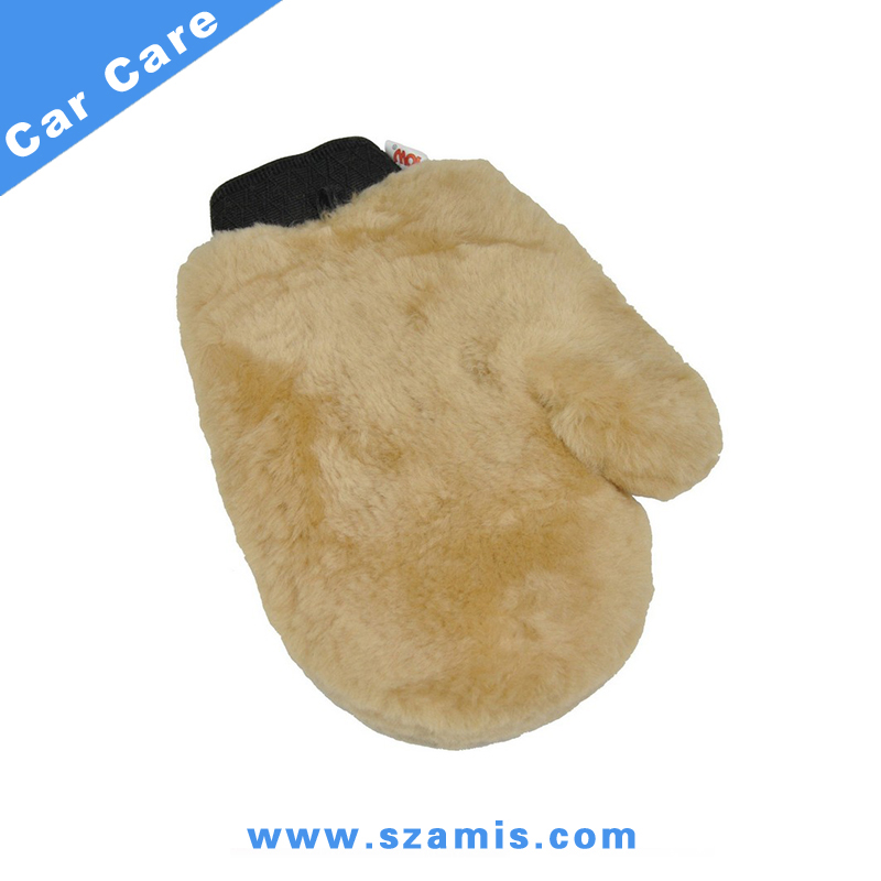 AMS-C91-01 Nature Genuine Sheepskin Wool Car Wash Mitt (scrap leather)