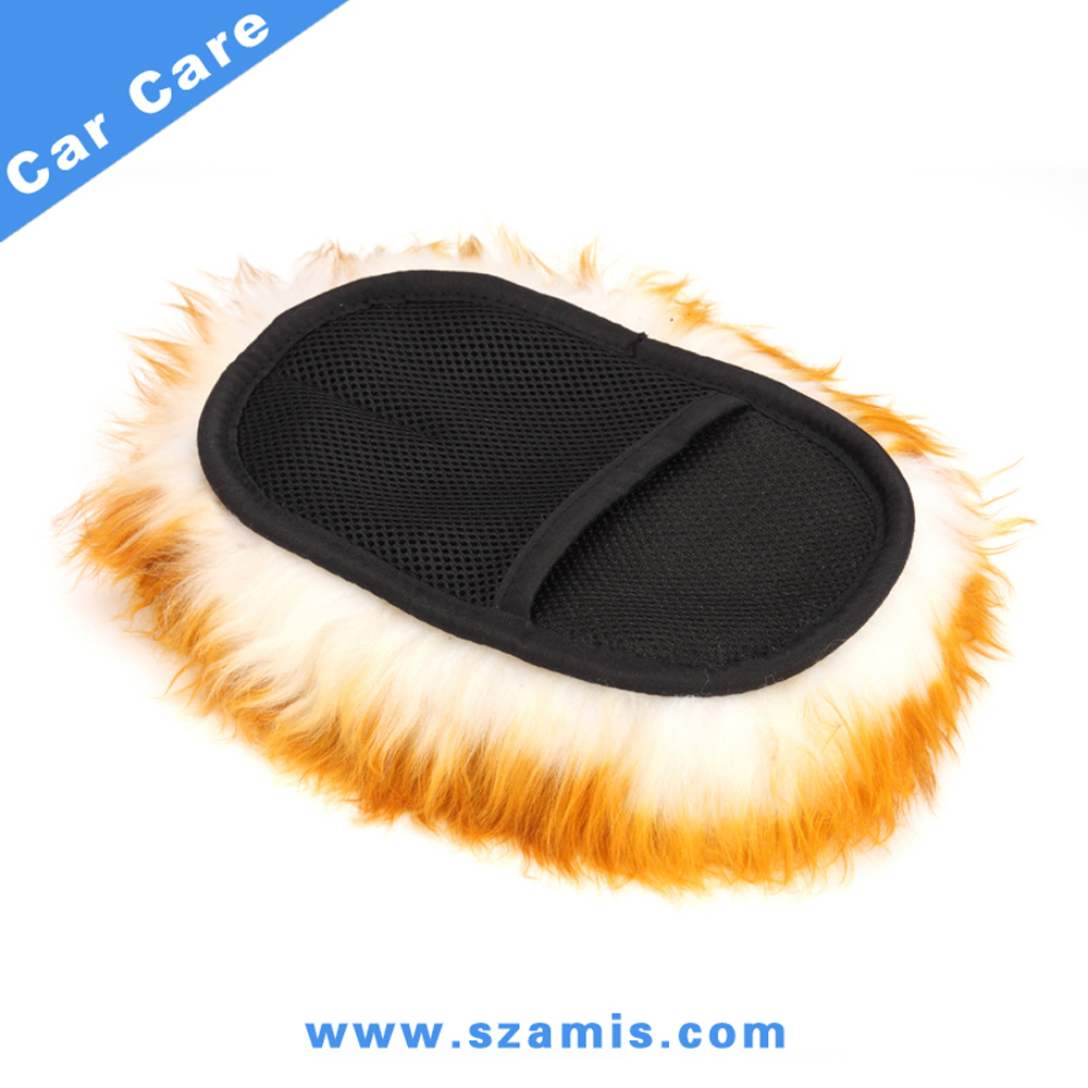 Long Hair Genuine Whole Sheepskin Wool Car Wash Mitt-Single side